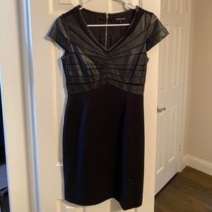 Black dress with leather detail